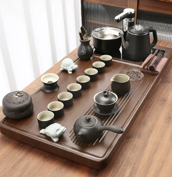 Sanyuan Fully Automatic Integrated Tea Tray and Tea Table with Kettle, Purple Clay Kung Fu Tea Set for Home, Office, and Living Room