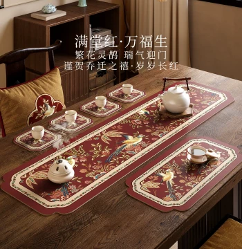 Chun He Jin Ming Tea Mat Absorbent Quick-Drying Housewarming Wedding Coffee Table Living Room Decor Chinese Festive High-End
