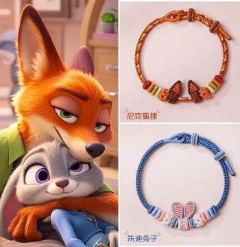 Zootopia Bracelet Judy Rabbit Fox Nick Hand-Woven Bracelet Cartoon Animal Shape Adjustable