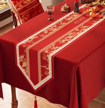 New Year Table Runner: Festive Red Tea Mat for Spring Festival Atmosphere, Dragon Year Tea Table Cloth