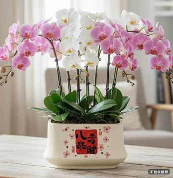 Nordic Style Rectangular Ceramic Flower Pot for Phalaenopsis Orchids - Suitable for Home, Office, and Desktop Succulents