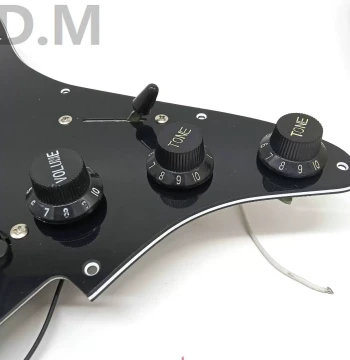 Electric Guitar Parts ST SQ3 Single Pickguard with Mini Humbucker Wiring Harness - Full SSS Set in Black