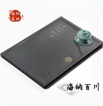 Embedded Artificial Stone Tea Tray Imitation Black Gold Stone Embedded Size Artificial Board Drainage Tea Tray New Home Water Drainage System