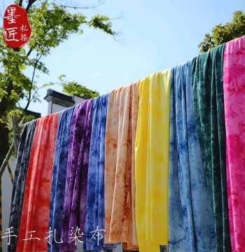 Cotton Silk Tie-Dye Fabric Blue Ethnic Style Background Cloth