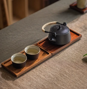 Sandalwood Tea Tray Tray Solid Wood Tea Cup Mat Tea Room Tea Table Teapot Tea Bowl Placement Plate Chinese Zen Style Pot Holder Plate