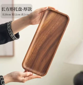 Japanese Style South American Walnut Wood Tray Hotel Tea Tray Single-Layer Pot Holder Dessert Plate Home Fruit Plate Solid Wood Water Cup Tray