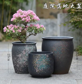Large-Opening Succulent Planter Ceramic Clearance Sale Home Use Bougainvillea Ceramic Pot Large Retro Breathable Clay Jar