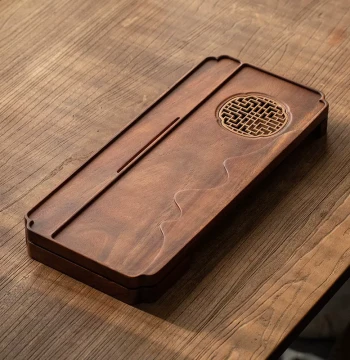 Solid Wood Tea Tray Rectangular Drainage Style Tea Table Chinese Classical Tea Set Storage Tray Brewing Tea Tray with Connectable Drain Pipe