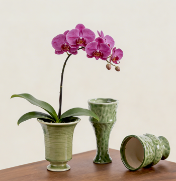 Phalaenopsis Orchid Pot - Dedicated Ceramic Planter with Base, Lightweight Luxury Home Decor