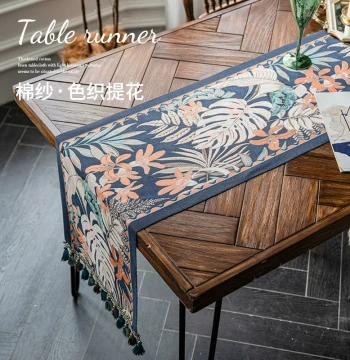 Homestay Style Retro Tablecloth Fabric Table Runner Light Luxury Tea Mat Cabinet Cover Cloth Countertop Dining Table Decor Coffee Table Runner