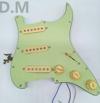 Electric Guitar Parts, STSQ SSS Faceplate with Pickup Wiring Assembly, Full Set, Vintage Green