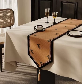 Tea Table Medium-Long Table Runner Tablecloth, Coffee Table Pad Cloth, Retro Tea Mat, Waterproof Tea Station Towel, Ancient Style Decorative Dining Table Cotton Linen