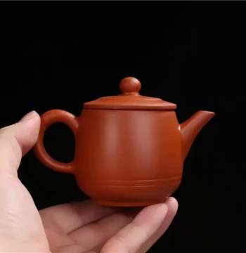 Authentic Zisha Teapot, Kung Fu Tea Round-Belly Threaded Pot, Clay Pot, Semi-Handmade Chaoshan Teapot, Manufacturer Tea Set 120ml