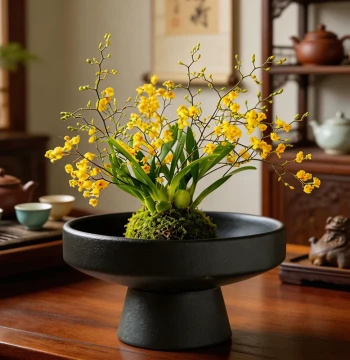 Moss Ball Tray Ceramic Pot Chinese Matte Minimalist Desktop Ornament Hydroponic Rice Bamboo Dried Fruit Bowl Holder National Style