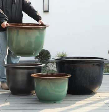 Large Plastic Flower Pot Thickened Colored Glaze Imitation Ceramic Outdoor Courtyard Green Plant Potted Plant Hydroponic Lotus Fish Raising Traditional Method Tank