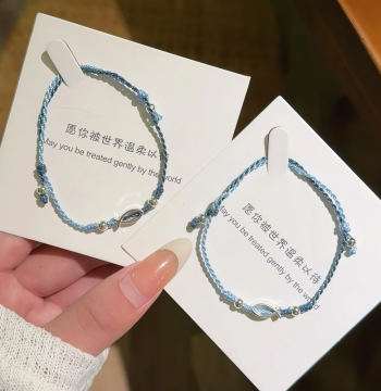 Deep Sea Gradient Small Fish Handmade Braided Bracelet Women Niche Design Instagram Couple Bracelet Bestie Student Jewelry