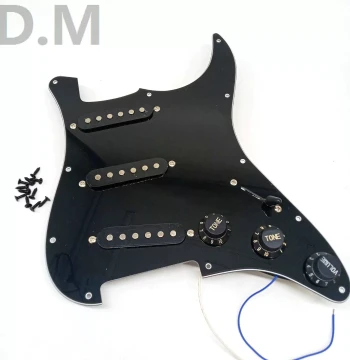 Electric Guitar Parts ST/SQ SSS Pickguard with Pickup Wiring Assembly Full Set Black