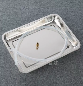 Stainless Steel Tea Table Water Catchment Tray with Drainage Accessories, Large Hole Leak Connector, Embedded Tea Station Drain Pan