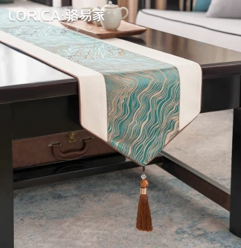 Luoyijia Light Luxury Table Runner, Premium Feel Tea Table Pad Cloth, Dining Table Decor Fabric, Coffee Table Cover, New Chinese Style Tea Mat Tablecloth