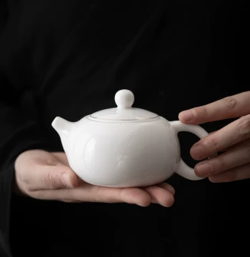 Mutton Fat White Porcelain Xishi Pot - Kung Fu Tea Set Home Handmade Large Teapot with Filter Ceramic Tea Brewer Single Pot