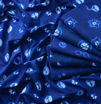Cotton Tie-Dyed Fabric Blue Ethnic Style Background Cloth