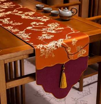 Luxury High-End Table Runner, New Chinese Style Tea Ceremony Cloth, Fabric Long Strip Coffee Table Decorative Mat, Customizable