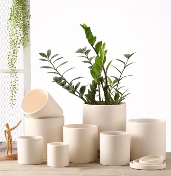 Unglazed Ceramic Porous Water-Absorbing Clay Flower Pot, Nordic Minimalist Style, Paintable Large Pot for Snake Plants and Flowers