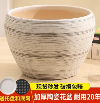 Household Ceramic Flower Pot, Simple Classical Style Large Indoor/Outdoor Floor Planter for Succulents, Orchids, and Green Plants, Extra Large Diameter