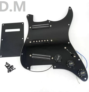 Electric Guitar Parts STSQ3 Single-Coil Pickguard with Mini-Humbucker Pickup Wiring Assembly SSS Pickguard Full Set Black
