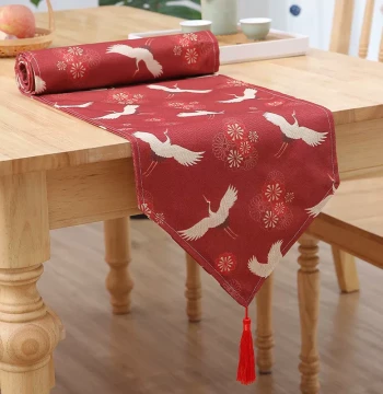 New Chinese Style Table Runner - Oil-Resistant Long Strip Mat for Tea Tables, Modern Light Luxury Double-Layer Thickened Tea Ceremony Cloth with Zen Aesthetic