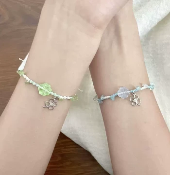 Lucky Four-Leaf Clover Bracelet, Hand-Braided Instagram Fashion Niche Best Friend Rope, Sweet Couple Jewelry Small Gift
