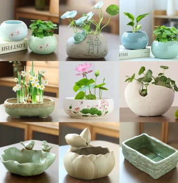 Hydroponic Vessel Specialized Pot for Bowl Lotus, Money Grass, One-Leaf Lotus, Water Lily Tank, Narcissus Flower Pot, Large Ceramic Home Use