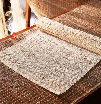 Handmade Linen Table Runner, Thick Wavy Pattern Tea Tablecloth, Space Decoration Tea Mat, Exhibition Decorative Tablecloth