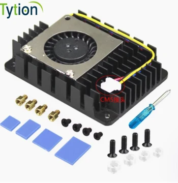 Compute Module 5 Base Board with Aluminum Alloy Heatsink Fan and Acrylic Case