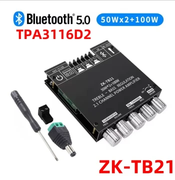 ZK-TB21 2.1 Channel Bluetooth Digital Amplifier Module with Bass/Treble Control and Subwoofer - Original TPA3116D2 Chip