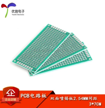 Double-Sided Tin-Sprayed Board 2.54MM Pitch 3*7CM Universal Board Prototype Board Full Fiberglass Double-Sided Green Solder Mask