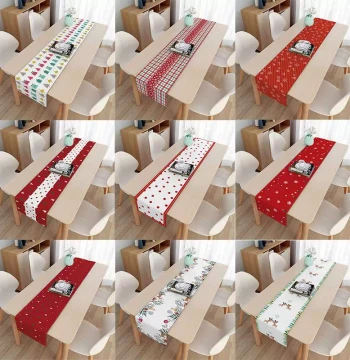 New Christmas Table Runner Fabric Tea Flag Cross-Border Table Mat Holiday Gift Tea Ceremony Mat TV Cabinet Decor Cloth