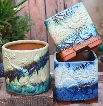 Handmade Rough Pottery Square-Opening Ceramic Succulent Planter, Breathable Purple Clay Pot, Large-Opening Square Basin for Old-Pile Green Plants, Special Offer