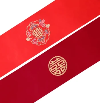 Table Runner for Wedding, Chinese Style Coffee Table Tea Mat, Engagement Red Double Happiness Tablecloth, Dining Table Cloth for Wedding Celebration Decor