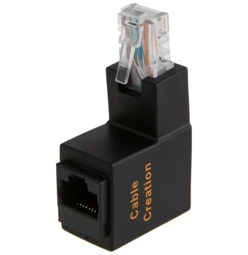 Network Cable L-Shaped Right Angle Adapter, Router/Switch Gig Ethernet 90-Degree Wall Corner Elbow Male-to-Female