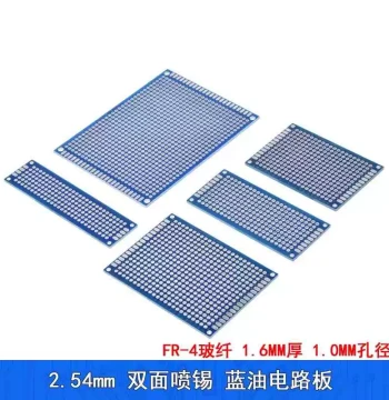 Blue Solder Mask Double-Sided PCB Board, 2.54mm Pitch Universal Board, Tin-Sprayed Experimental Board 5x7cm