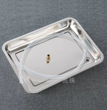 Tea Table Water Catchment Tray, Stainless Steel Tea Tray with Drainage Accessories, Large Hole Leak Connector, Embedded Tea Station Downstream Pan