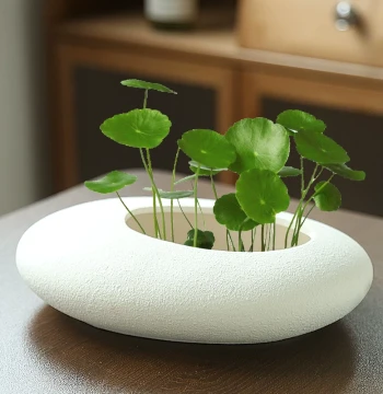Specialized Ceramic Hydroponic Pot for Copper Coin Grass, Minimalist Pothos and Money Grass Water Culture Container, Creative Hole-Free Design