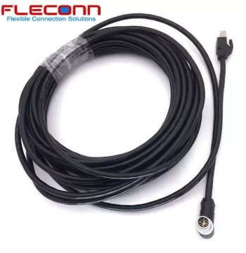 90-Degree Right-Angle M12 X-Code 8-Pin Male to RJ45 Ethernet Cable, 10-Gigabit CAT6/A M12-X-M-