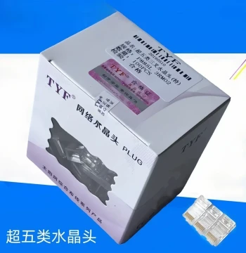 Taiyangfeng Network Connectors TYF Cat5e 8-Core RJ45 Connectors, Pure Copper Gold-Plated, 100 Pieces/Box
