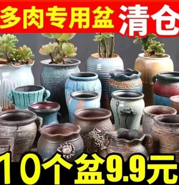 Special Price Pastoral Set Succulent Flower Pot, Ceramic Vintage Speckled Unglazed Zisha Creative Small Potted Plant, Free Shipping Clearance