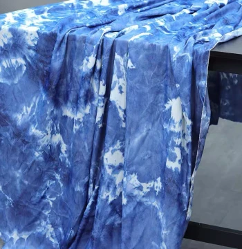 Silk Tie-Dye Fabric Blue Ethnic Style Background Cloth