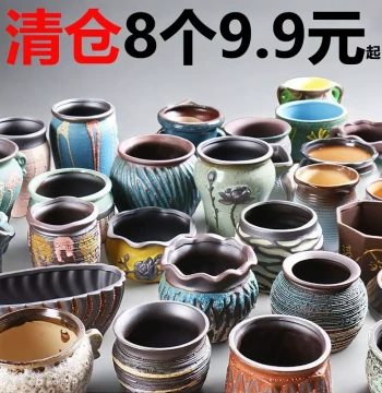 Ceramic Succulent Pots for Home Use – Various Sizes, Creative Green Plant Coarse Clay Pots with Root Control, Clearance Sale Flower Trays