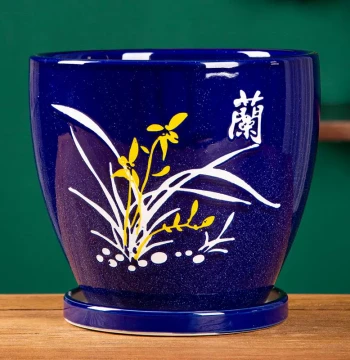 Large Ceramic Flower Pot Clearance: Minimalist Creative Desktop & Balcony Planter with Tray, Special Offer with Free Shipping
