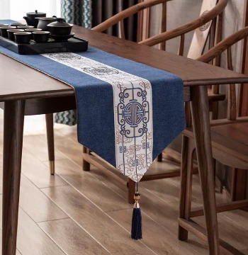 New Chinese Style Table Runner, Zen Tea Mat, Coffee Table Dining Table Long Strip Decorative Tablecloth Pad, TV Cabinet Shoe Cabinet Cover Cloth, Tea Station Cloth